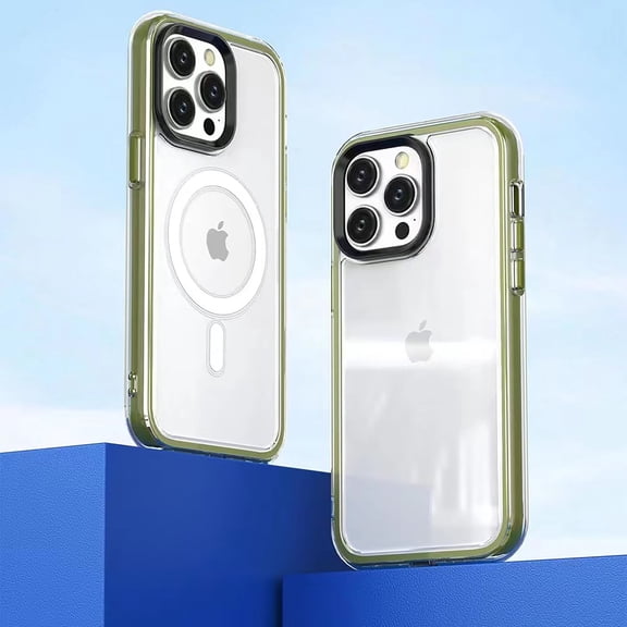 Magnetic Clear Case for Apple iPhone 13 Pro Max, Compatible with Magsafe Wireless Charging Support Anti-Yellow Acrylic TPU Shockproof Back Cover Case for iPhone 13 Pro Max - Green