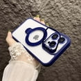 thumbnail image 1 of Magnetic Clear Case for Apple iPhone 14, Camera Lens Screen Protector Kickstand Compatible with Magsafe Anti-Yellowing Shockproof Protective Drop Proof Rugged Case for Women Men, Darkblue, 1 of 7