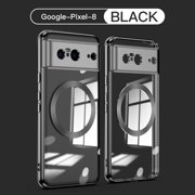 Magnetic Clear Case for Google Pixel 8 Compatible with MagSafe, Ultra Slim Soft TPU with Lens Film Case with Magnetic Back, [Anti-Yellowing] Crystal Clear for Google Pixel 8, Black
