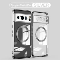Magnetic Clear Case for Google Pixel 8 Pro, Ultra Slim Soft TPU with Lens Film Case, [Anti-Yellowing] Crystal Clear for Google Pixel 8 Pro, Silver