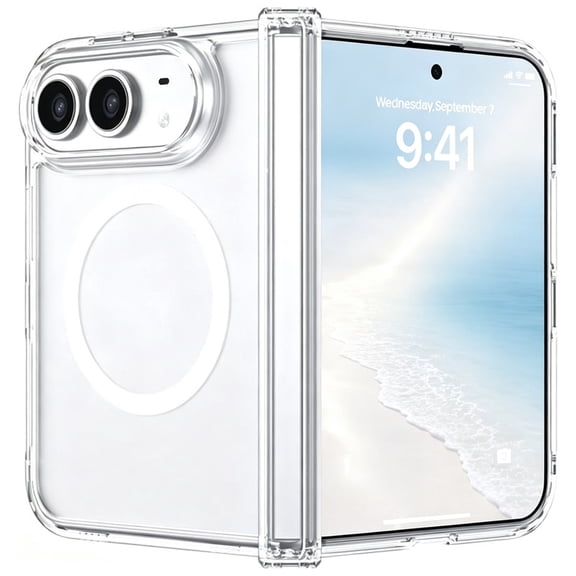 Magnetic Clear Case for iPhone Duo with Hinge Protection & Shockproof Slim Hard PC Bumper Cover, MagSafe Compatible