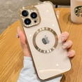 thumbnail image 1 of Magnetic Clear Case for iPhone 11 Pro Case with Camera Lens Protector, Compatible with MagSafe, Non-Yellowing Slim Fit Shockproof Shining for Women Girls Protective Phone Cover,5.8 inch,Gold, 1 of 9