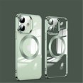 thumbnail image 1 of Magnetic Clear Case for iPhone 12, Soft Silicone Shockproof Cushion Anti-Scratches Non-Yellowing Cover Compatible with MagSafe Wireless Charging Lens Protector Case, Green, 1 of 9