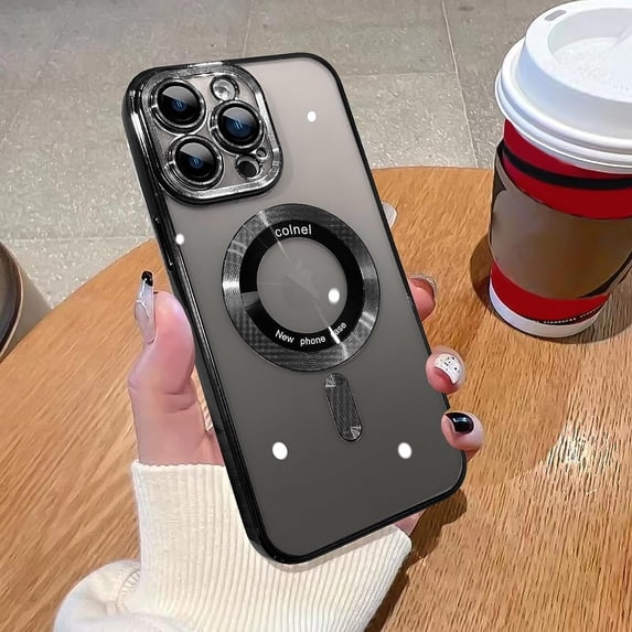 Magnetic Clear Case for iPhone 13 Pro Max with Camera Lens Protector Strong Magnetic Case Compatible with MagSafe Military Grade Drop Protection Case Cover 6.7 Inch - Black