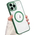 thumbnail image 1 of Magnetic Clear Case for iPhone 14 Pro Max 6.7 Inch 2022, Electroplated Magnetic Clear Slim Case for Women and Men [Military Drop Protection] Tempered Screen Protector(Green), 1 of 11