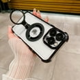 thumbnail image 1 of Magnetic Clear Case for iPhone 15 Pro Max with Ring Stand, Compatible with MagSafe, Military-Grade Full Protection Non-Yellowing Lens Protection Rugged Plating Phone Case, Black, 1 of 10