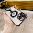 thumbnail image 1 of Magnetic Clear Case for iPhone 15 Pro Max with Ring Stand, Compatible with MagSafe, Military-Grade Full Protection Non-Yellowing Lens Protection Rugged Plating Phone Case, Darkpurple, 1 of 10