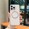thumbnail image 1 of Magnetic Clear Case for iPhone 16 - [Compatible with Mag-Safe] [Non-Yellowing] Hard Translucent Shockproof Anti-Scratch Slim Back Phone Case Cover for iPhone 16, Purple, 1 of 7