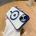 thumbnail image 1 of Magnetic Clear Case for iPhone 16 Plus, Compatible with MagSafe, Electroplated Slim Shockproof Phone Protective Cover for Women & Men for iPhone 16 Plus - Navy Blue, 1 of 4