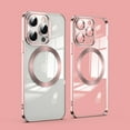 thumbnail image 1 of Magnetic Clear Case for iPhone 16 Pro Max with Lens Protective Film, Silicone/TPU Shockproof Anti-Scratches Non-Yellowing Cover Compatible with Mag-Safe for iPhone 16 Pro Max, Rosegold, 1 of 6