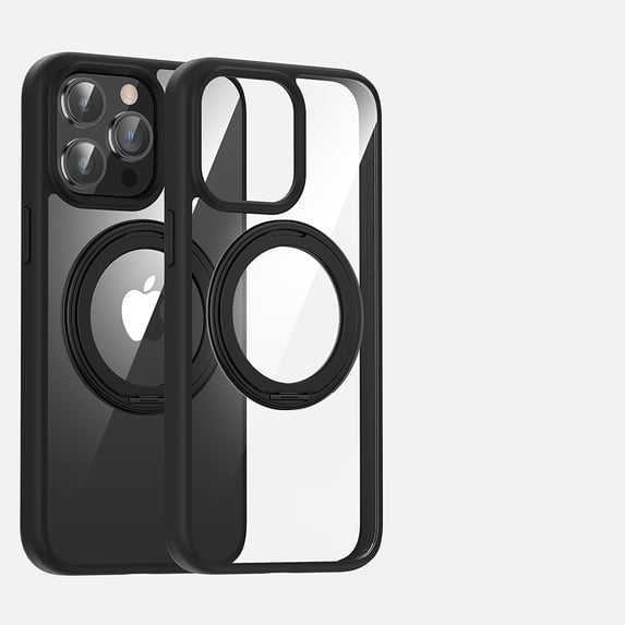 Magnetic Clear Case for iPhone 16 Pro, Military-Grade Protection Cover Compatible with MagSafe, Ring Holder Stand Color Frame Shockproof Stylish Case for iPhone 16 Pro, Black