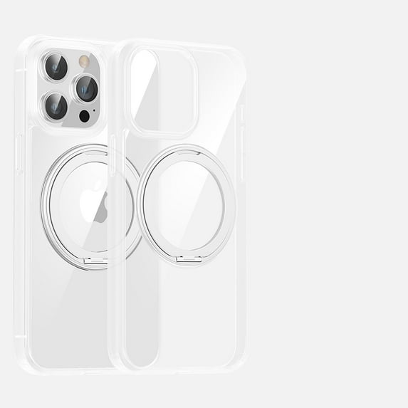 Magnetic Clear Case for iPhone 16 Pro, Military-Grade Protection Cover Compatible with MagSafe, Ring Holder Stand Color Frame Shockproof Stylish Case for iPhone 16 Pro, White