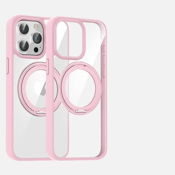 Magnetic Clear Case for iPhone 16 Pro, Military-Grade Protection Cover Compatible with MagSafe, Ring Holder Stand Color Frame Shockproof Stylish Case for iPhone 16 Pro, Pink