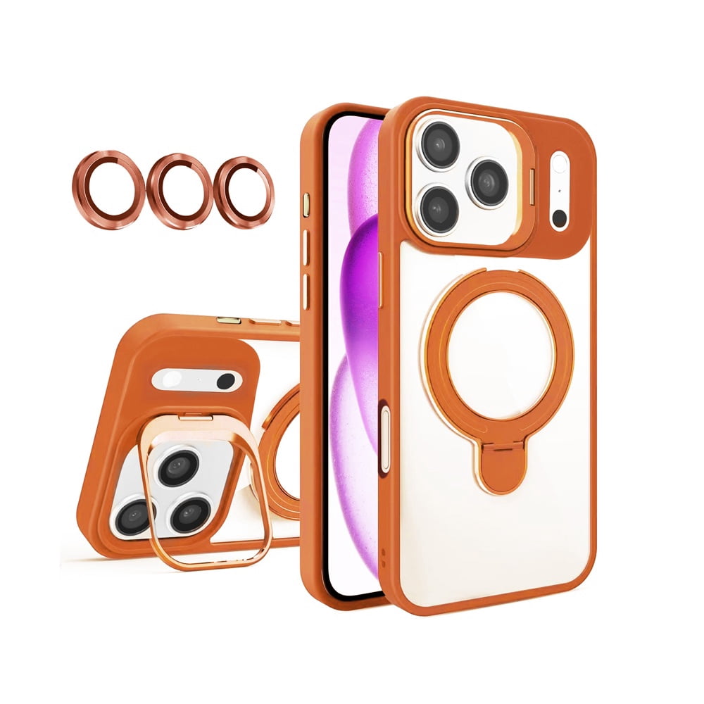 Magnetic Clear Case with 2 Kickstand & Camera Lens for iPhone 17 Pro Max
