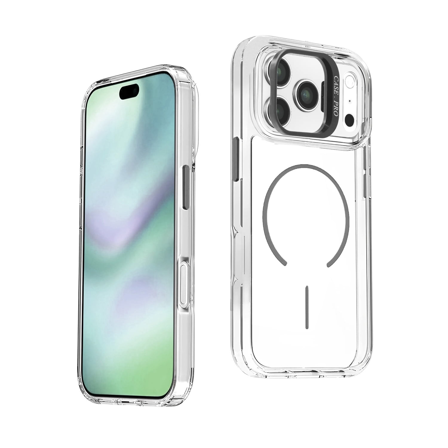 Magnetic Clear Case with Camera Kickstand for iPhone 17 Pro Max - Black