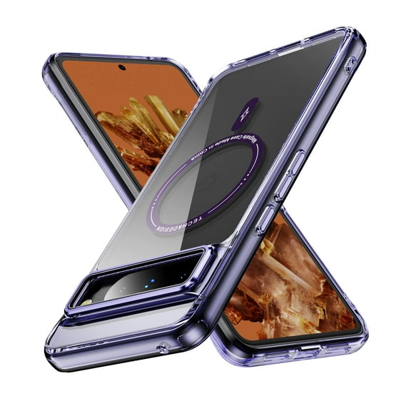 Magnetic Clear Compatible with Google Pixel 10 /10 Pro Case, Military Grade Drop Tested, Compatible with MagSafe, Shockproof Protective Hard Back Slim Case for Google Pixel 10 /10 Pro, Purple