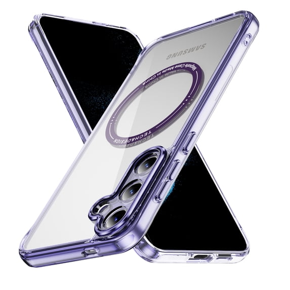 Magnetic Clear Compatible with Samsung Galaxy A55 Case, Military Grade Drop Tested, Compatible with MagSafe, Shockproof Protective Hard Back Slim Case for Samsung Galaxy A55, Purple