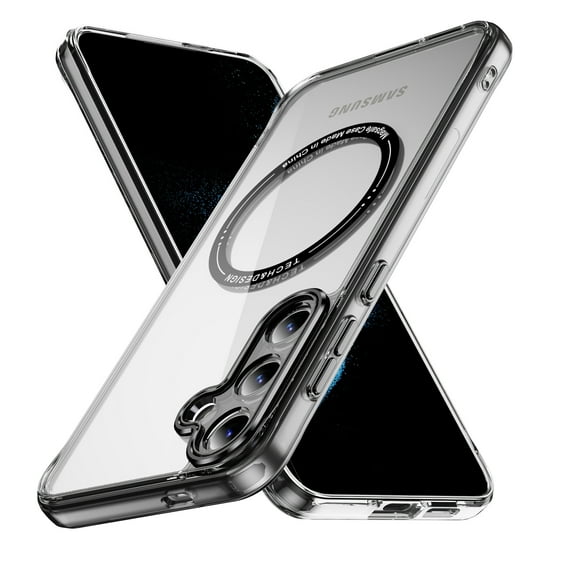 Magnetic Clear Compatible with Samsung Galaxy S24 Case, Military Grade Drop Tested, Compatible with MagSafe, Shockproof Protective Hard Back Slim Case for Samsung Galaxy S24, Black