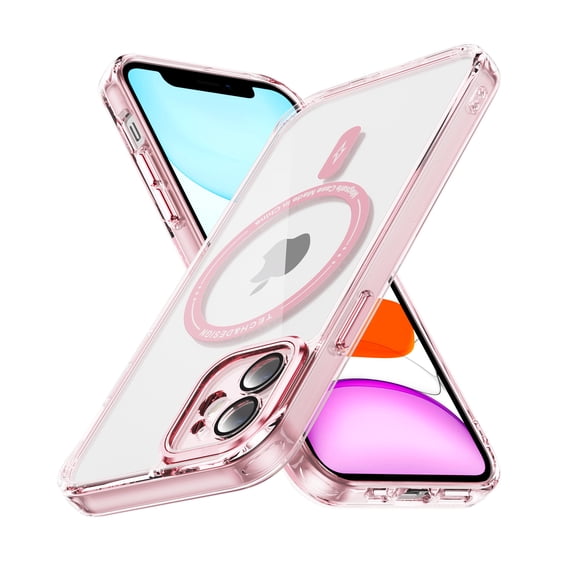 Magnetic Clear Compatible with iPhone 11 Case, Military Grade Drop Tested, Compatible with MagSafe, Shockproof Protective Hard Back Slim Case for iPhone 11, Pink