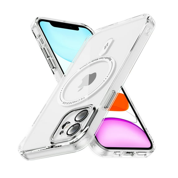 Magnetic Clear Compatible with iPhone 12 Case, Military Grade Drop Tested, Compatible with MagSafe, Shockproof Protective Hard Back Slim Case for iPhone 12, Clear