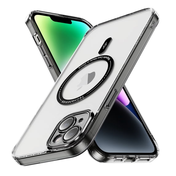 Magnetic Clear Compatible with iPhone 15 Case, Military Grade Drop Tested, Compatible with MagSafe, Shockproof Protective Hard Back Slim Case for iPhone 15, Black