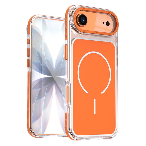 Magnetic Clear Compatible with iPhone Air Case, [Compatible with MagSafe][Never Yellowing] Anti-Slip Grip Military Drop Protective Bumpers Phone Cover for iPhone Air - Orange