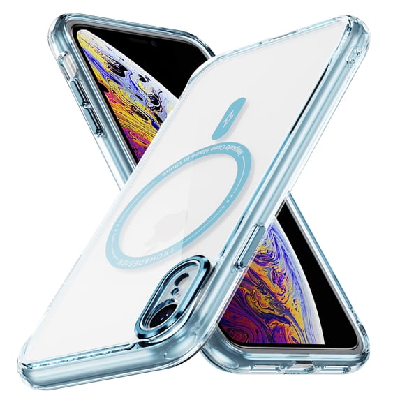 Magnetic Clear Compatible with iPhone XR Case, Military Grade Drop Tested, Compatible with MagSafe, Shockproof Protective Hard Back Slim Case for iPhone XR, Blue