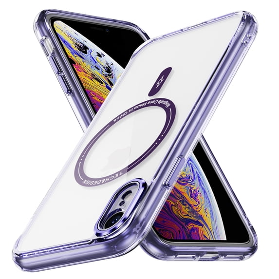 Magnetic Clear Compatible with iPhone XR Case, Military Grade Drop Tested, Compatible with MagSafe, Shockproof Protective Hard Back Slim Case for iPhone XR, Purple