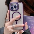 thumbnail image 1 of Magnetic Clear Designed for iPhone 12 Pro Case, Military-Grade Shockproof Protective Case, Compatible with MagSafe, Camera Lens Holder Stand Phone Case, Scratch-Resistant Back Cover, Darkpurple, 1 of 6