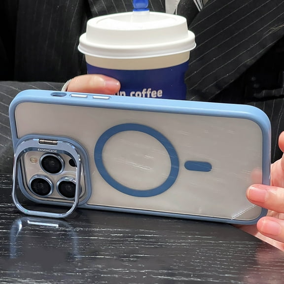 Magnetic Clear Designed for iPhone 12 Pro Max Case, Military-Grade Shockproof Protective Case, Compatible with MagSafe, Camera Lens Holder Stand Phone Case, Scratch-Resistant Back Cover, Blue