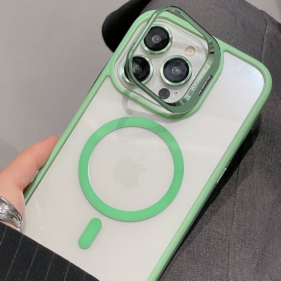 Magnetic Clear Designed for iPhone 14 Case, Military-Grade Shockproof Protective Case, Compatible with MagSafe, Camera Lens Holder Stand Phone Case, Scratch-Resistant Back Cover, Mint