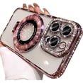 thumbnail image 1 of Magnetic Clear Glitter Case for iPhone 15 Pro Max, [Compatible with Magsafe] Bling Sparkly Diamond Rhinestone with Kickstand Camera Protector Women Girls Case for iPhone 15 Pro Max 6.7", Pink, 1 of 4