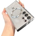 thumbnail image 1 of Magnetic Clear case for Samsung Galaxy S23 Ultra with MagSafe Case, [Camera Lens Protector & Compatible with MagSafe] Electroplated Soft TPU Shockproof Anti-Scratch Phone Case-Pure Silver, 1 of 13