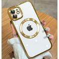 thumbnail image 1 of Magnetic Clear for iPhone 11 Case with Exlusive Build-in Camera Cover [No.1 Strong N52 Magnets] [Compatible with Magsafe] for Women Girls Phone Case (6.1")-Gold, 1 of 14