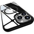 thumbnail image 1 of Magnetic Clear for iPhone 12 Pro Case Compatible with Magsafe[Non-Yellowing] [Military Grade Tested] Hard PC with Soft Edges Cover, Slim Shockproof Case for 12 Pro 6.1 Inch,ClearBlack, 1 of 13
