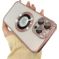 thumbnail image 1 of Magnetic Clear iPhone 14 Pro Max Case [Compatible with MagSafe] [Logo View] for Women & Men, Electroplating Process Full Camera Cover Protection Compatible with iPhone 14 Pro Max-Pink, 1 of 14