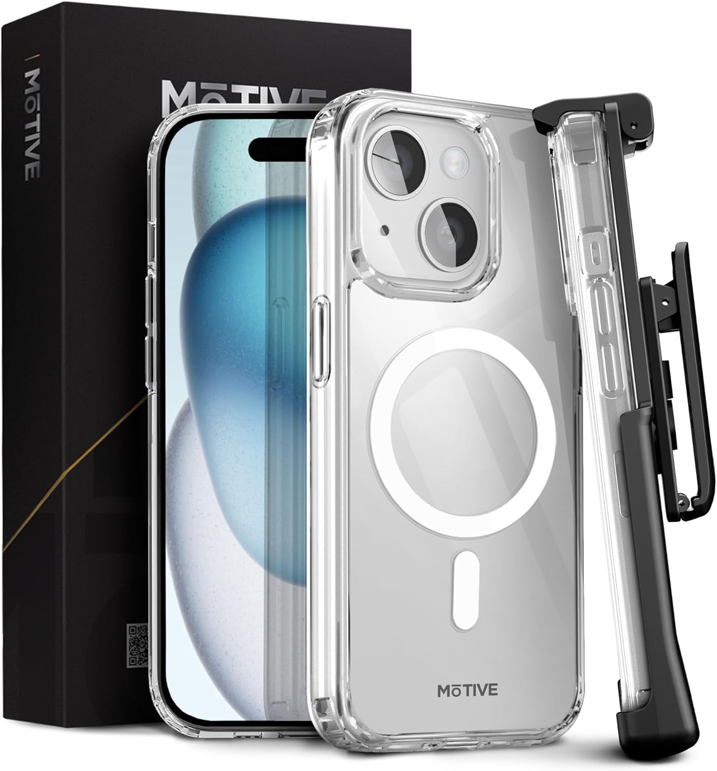 Clear for iPhone 15 Case with Belt Clip, (Designed for Magsafe