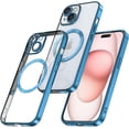 thumbnail image 1 of Magnetic Clear for iPhone 15 Case [Compatible with MagSafe] [Full Camera Lens Protection] Luxury Plating Women Girls Men Cover Transparent Shockproof Protective Case for iPhone 15 Blue, 1 of 14