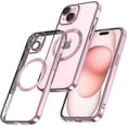 thumbnail image 1 of Magnetic Clear for iPhone 15 Case [Compatible with MagSafe] [Full Camera Lens Protection] Luxury Plating Women Girls Men Cover Transparent Shockproof Protective Phone Case for iPhone 15 Pink, 1 of 14
