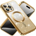 thumbnail image 1 of Magnetic Clear for iPhone 15 Pro Max Case Clear Silicone Shockproof with MagSafe Charging Luxury Women Girly Men Protective Phone Cases for iPhone 15 Pro Max Case Gold, 1 of 13
