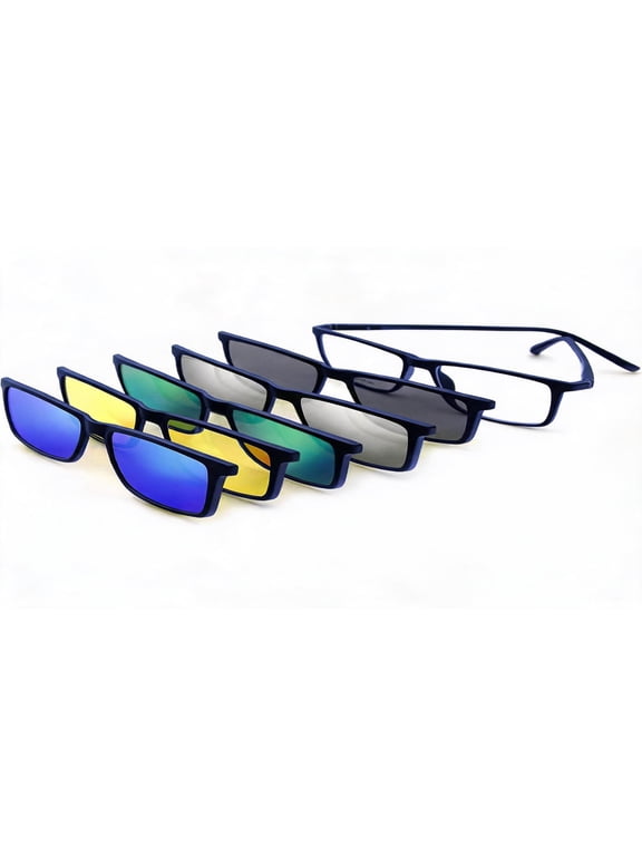 Magnetic Clip-On Sunglasses Polarized UV Protection Retro Square Fit Over Glasses for Hiking Fishing Driving