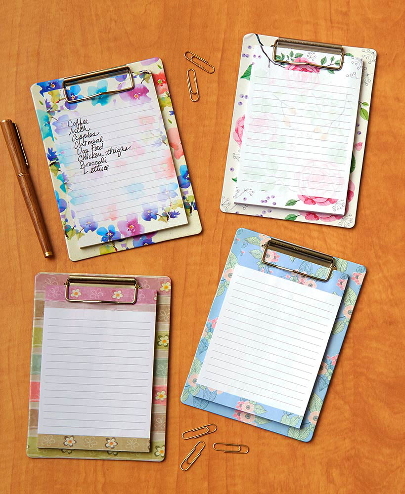 Magnetic Clipboards with Attached Notepads - Butterfly - Set of 4