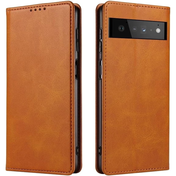 Magnetic Closure Flip Wallet Leather Phone Case Shockproof Durable Card Holder Deluxe PU Cover for Google Pixel 6 7 Pro 7A 6A 5A 4A 3A XL Pixel 5/4/3 Khaki