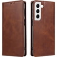 thumbnail image 1 of Magnetic Closure Flip Wallet Leather Phone Case Shockproof Durable Card Holder Deluxe PU Cover for Samsung Galaxy A04E A54 A34 A04S A13 A23 A33 A53 A73 Brown, 1 of 8