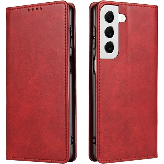 Magnetic Closure Flip Wallet Leather Phone Case Shockproof Durable Card Holder Deluxe PU Cover for Samsung Galaxy A11 A31 A41 A51 A71 A50 A30 A20 A40 A10 Red
