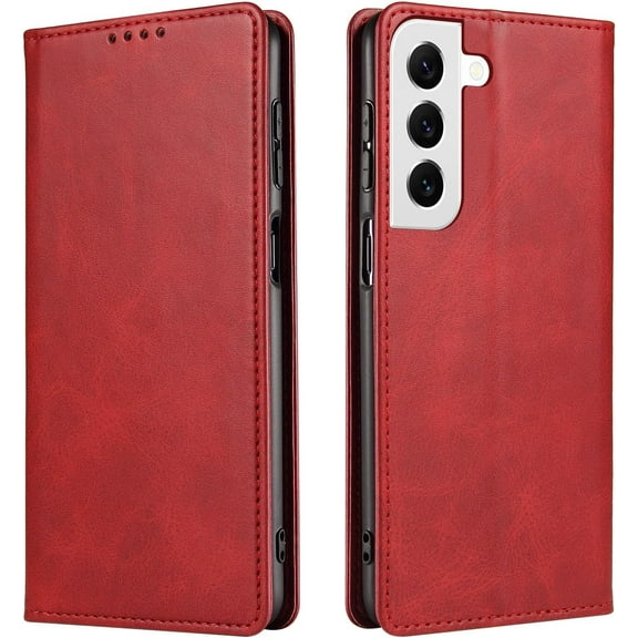 Magnetic Closure Flip Wallet Leather Phone Case Shockproof Durable Card Holder Deluxe PU Cover for Samsung Galaxy S10 S9 S8 Plus LITE S7 S6 Edge S5 S10E Red
