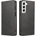 thumbnail image 1 of Magnetic Closure Flip Wallet Leather Phone Case Shockproof Durable Card Holder Deluxe PU Cover for Samsung Galaxy S22 S23 Ultra S21 Plus S20 FE Black, 1 of 7