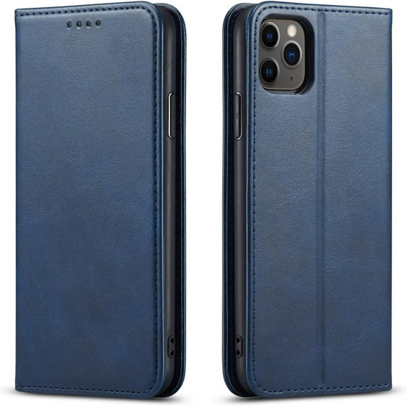Magnetic Closure Flip Wallet Leather Phone Case Shockproof Durable Card Holder Deluxe PU Cover for iPhone 11 14 Pro Max 12 13 Mini XR XS 7 8 Plus SE Blue