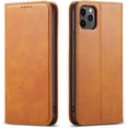 thumbnail image 1 of Magnetic Closure Flip Wallet Leather Phone Case Shockproof Durable Card Holder Deluxe PU Cover for iPhone 11 14 Pro Max 12 13 Mini XR XS 7 8 Plus SE Khaki, 1 of 8