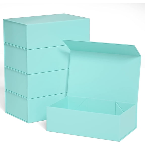 Magnetic Closure Gift Box 12 in x 6 in x 4 in Light Green 5 Pack